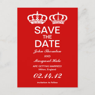 Red Royal Couple Save the Date Ankündigungspostkarte