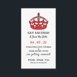 Red Royal Crown, aufgeregt und Save the Date Begleitkarte<br><div class="desc">Red Royal Crown,  werden Sie begeistert und speichern Sie die Datumskarten im Business Card Store. Ideal für Partys und Veranstaltungen aller Art. Hochzeiten,  Verlobungen,  Geburtstage,  Jahrestage,  Babyduschen..</div>