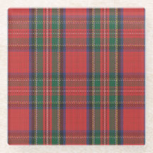 Red Royal Stewart Tartan Glas Untersetzer