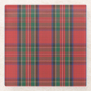 Red Royal Stewart Tartan Glas Untersetzer