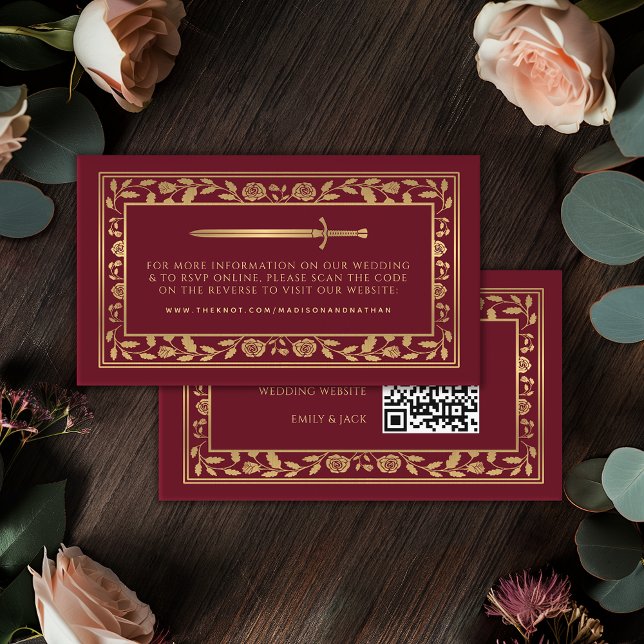 Red Royal Sword Wedding Website UAWG QR Code Begleitkarte (Von Creator hochgeladen)