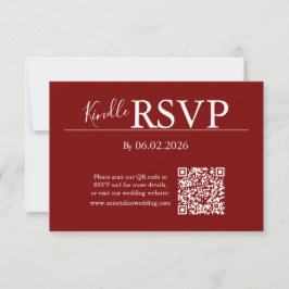 Red RSVP QR Code Card for Modern Wedding Karte