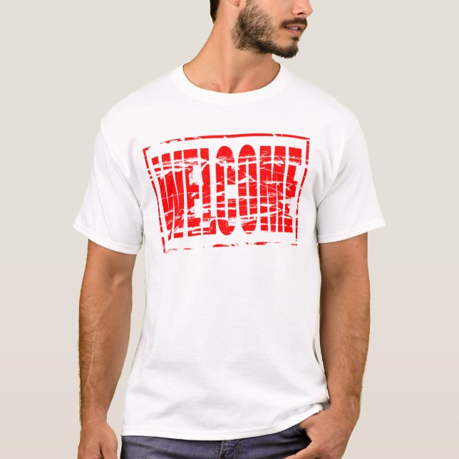 Red rubber stamp effect Welcome T-Shirt (Vorderseite)