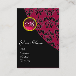 RED RUBY DAMASK MONOGRAMM fuchsia rosa Visitenkarte