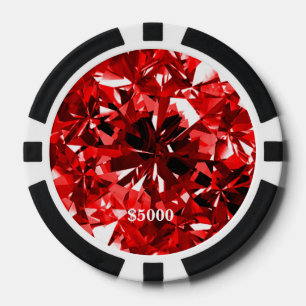 Red Ruby Gem Stone Clay Poker Chip Schlicht Edge