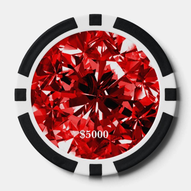 Red Ruby Gem Stone Clay Poker Chip Schlicht Edge (Vorderseite)