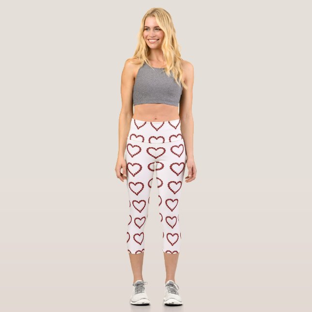 Red Ruby Gemstone Herz Capri Leggings (Vorderseite)
