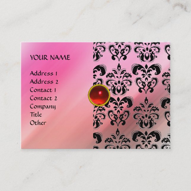 RED RUBY MON, PINK DAMASK SILK, violette Fuchsia Visitenkarte (Vorderseite)