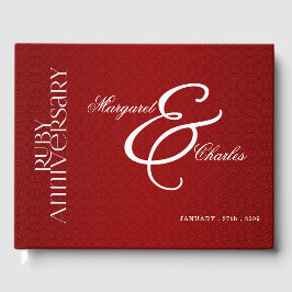 Red Ruby Wedding Jubiläum für 40. Damask Foto Gästebuch