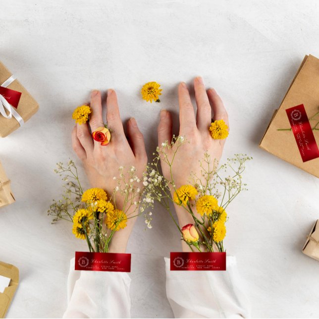 Red Ruby Wine Monogram Rücksendeadressen-Aufkleber (Von Creator hochgeladen)