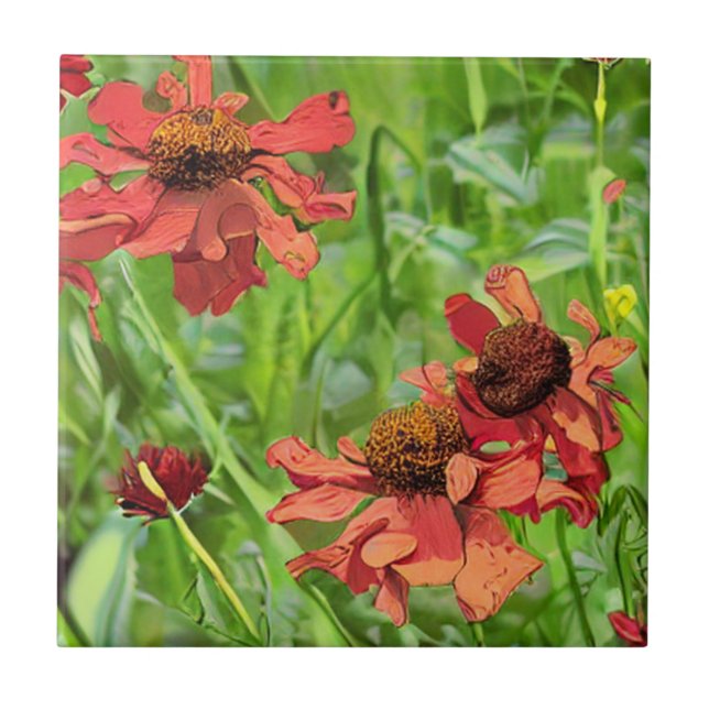 RED RUDBECKIA-BLUME FLIESE (Vorderseite)