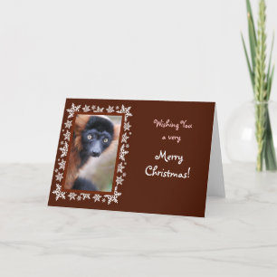 Red Ruffed Lemur Christmas Card Feiertagskarte