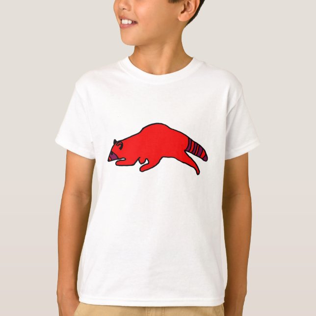 Red Running Raccoon Bekleidung T-Shirt (Vorderseite)
