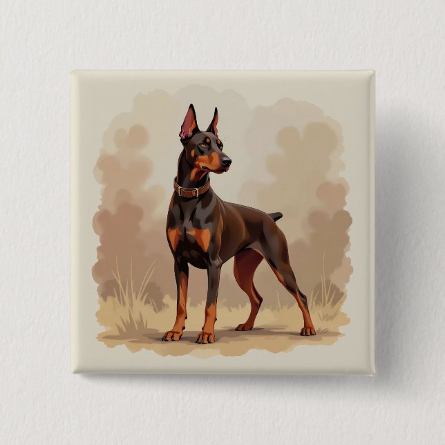 Red Rust Brown Doberman Pinscher Dog Button (Vorderseite)