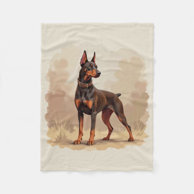 Red Rust Brown Doberman Pinscher Dog Fleecedecke (Vorderseite)