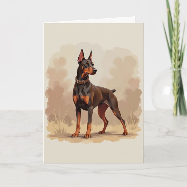 Red Rust Brown Doberman Pinscher Dog Karte (Vorderseite)