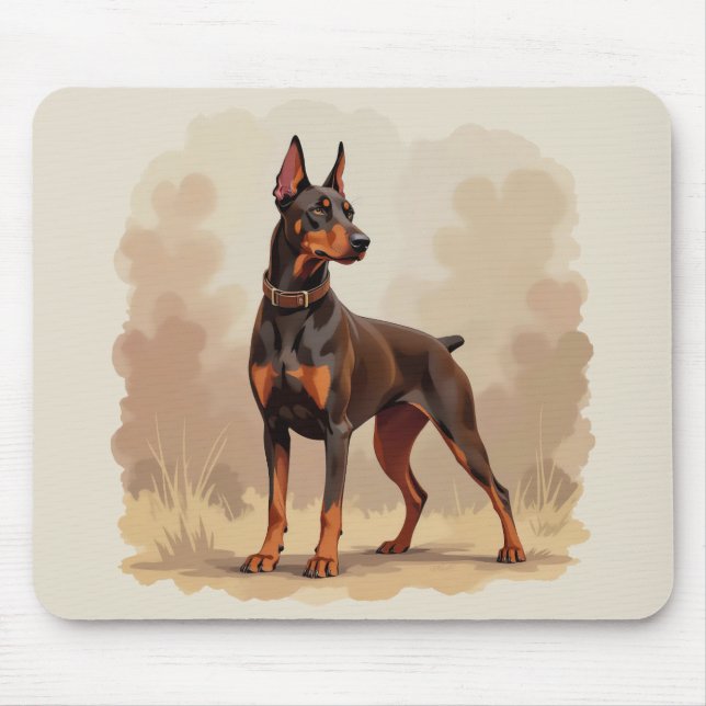 Red Rust Brown Doberman Pinscher Dog Mousepad (Vorne)