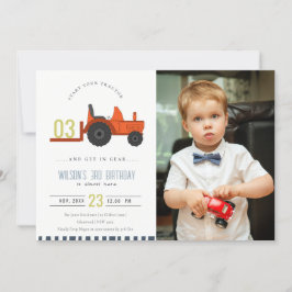 Red Rust Farm Traktor Kinder Foto Geburtstagsaufen Dankeskarte