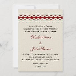 Red Rustic Burlap und Spitzen Country Hochzeit Einladung