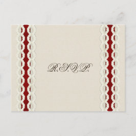 Red Rustic Burlap und Spitzen Country Hochzeit Einladungspostkarte