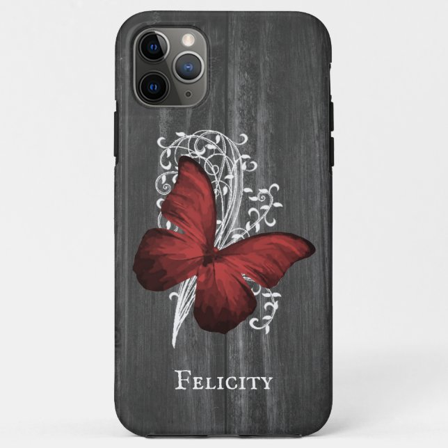 Red Rustic Butterfly Personalisiert Case-Mate iPhone Hülle (Rückseite)