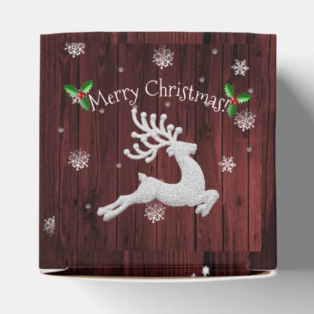 Red Rustic Christmas Reindeer Gevor Box Geschenkschachtel (Oben)