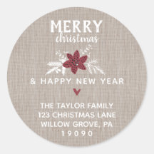 Red Rustic Frohe Weihnachts-Rücksendeadresse