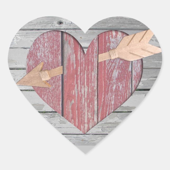 Red Rustic Heart Stickers (Vorderseite)