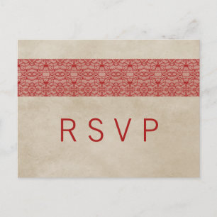 Red Rustic Lace UAWG Postcard Einladungspostkarte