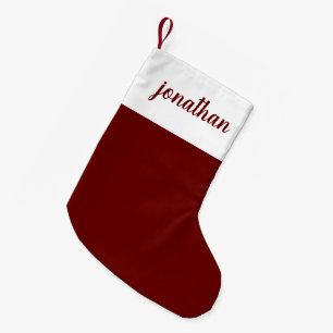 Red Rustic Script Name Personalisiert Weihnachten Kleiner Weihnachtsstrumpf