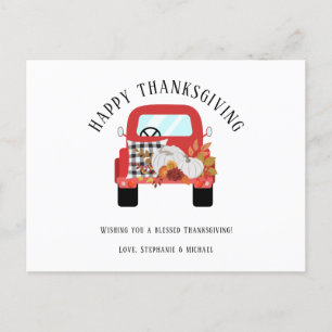 Red Rustic Truck Pumpkin Happy Thanksgiving Feiertagspostkarte