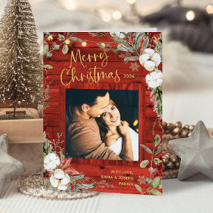 Red Rustic Weihnachten Winter Floral und Foto