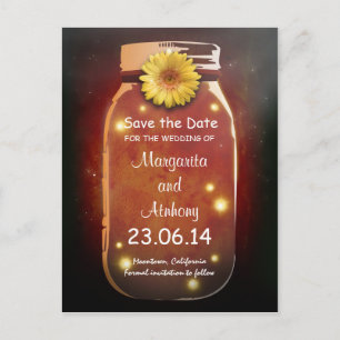 Red Rustic Whimsical Mason Jar Save the Date Ankündigungspostkarte