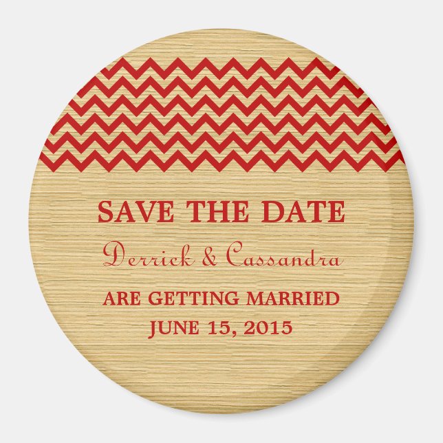 Red Rustic Zickzack Save the Date Magnet (Vorne)