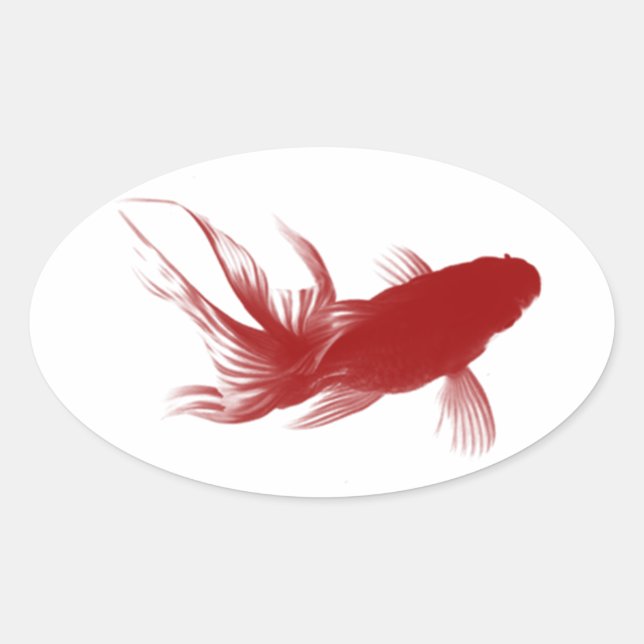 Red Ryukin Goldfish Ovaler Aufkleber (Vorderseite)