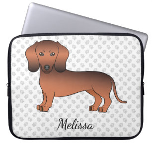 Red Sable Kurz Hair Dackel Cartoon Dog & Name Laptopschutzhülle