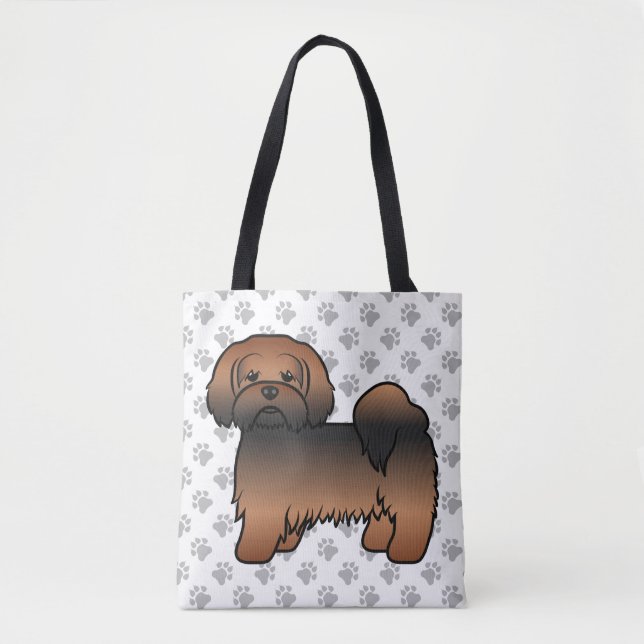 Red Sable Lhasa Apso Cartoon Dog & Paws (Vorderseite)