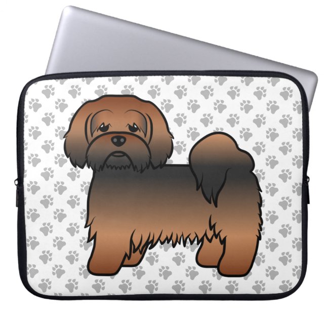 Red Sable Lhasa Apso Niedlich Cartoon Dog Laptopschutzhülle (Vorderseite)