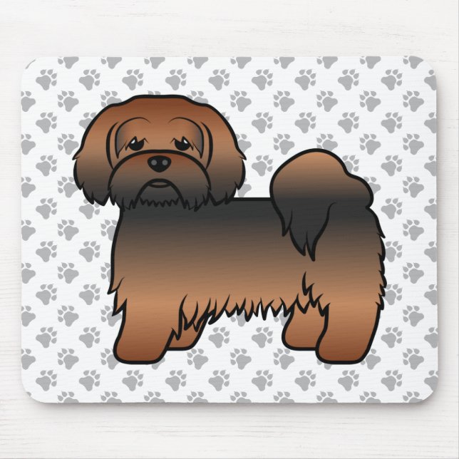 Red Sable Lhasa Apso Niedlich Cartoon Dog Mousepad (Vorne)