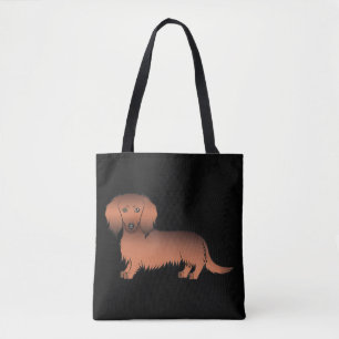 Red Sable Long Hair Dackel Cartoon Dog - Black