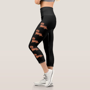 Red Sable Long Hair Dackel Cartoon Hunde Capri Leggings