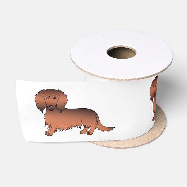 Red Sable Long Hair Dackel Cartoon Hunde Satinband (Spule)
