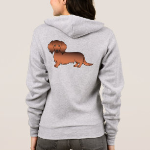 Red Sable Long Hair Dackel Niedlich Cartoon Dog Hoodie