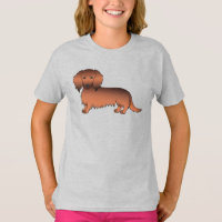 Red Sable Long Hair Dackel Niedlich Cartoon Dog