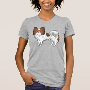 Red Sable Papillon Niedlich Cartoon Dog Design T-Shirt