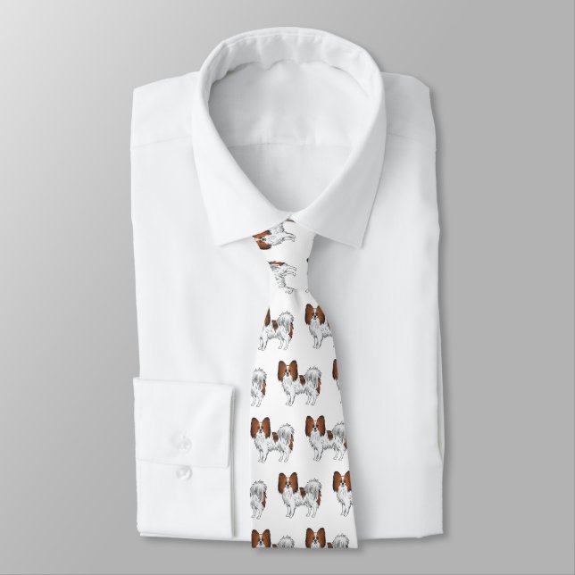 Red Sable Papillon Niedlich Cartoon Dog Muster Krawatte (Gebunden)