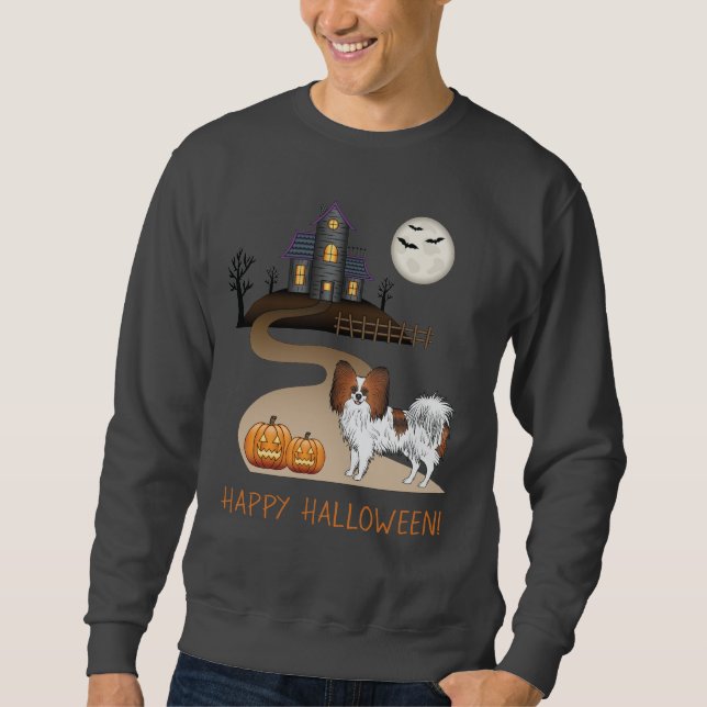 Red Sable Papillon und Halloween Spuk Haus Sweatshirt (Vorderseite)
