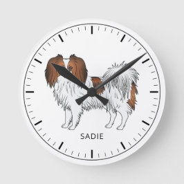 Red Sable Phalène Cartoon Hund mit benutzerdefinie Runde Wanduhr