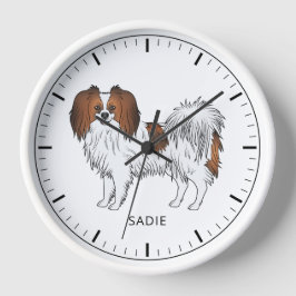 Red Sable Phalène Cartoon Hund mit benutzerdefinie Runde Wanduhr
