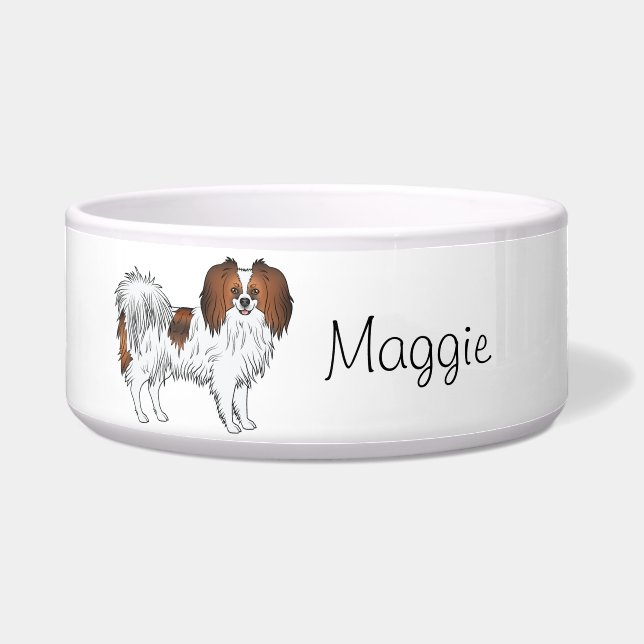 Red Sable Phalène Happy Hund mit Personalisiertem  Napf (Vorderseite)
